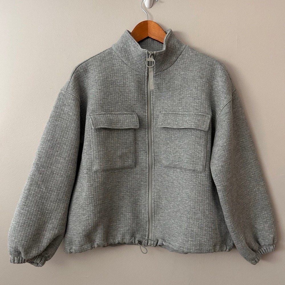 Madewell Gray Zip-Front Funnel Neck Sweatshirt